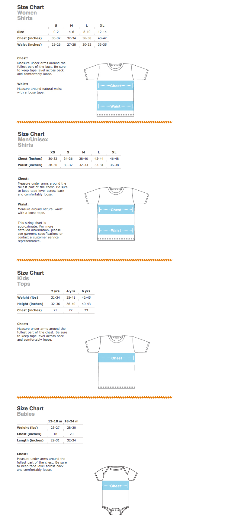 Buffalo Clothing Size Chart